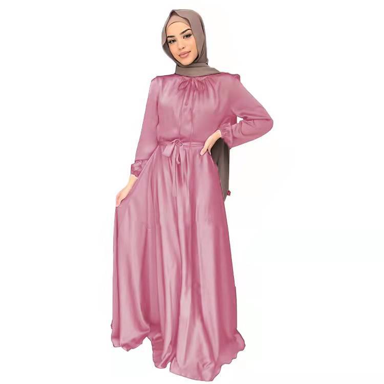 Soft Waist Elegant Satin Dress Large Clothing