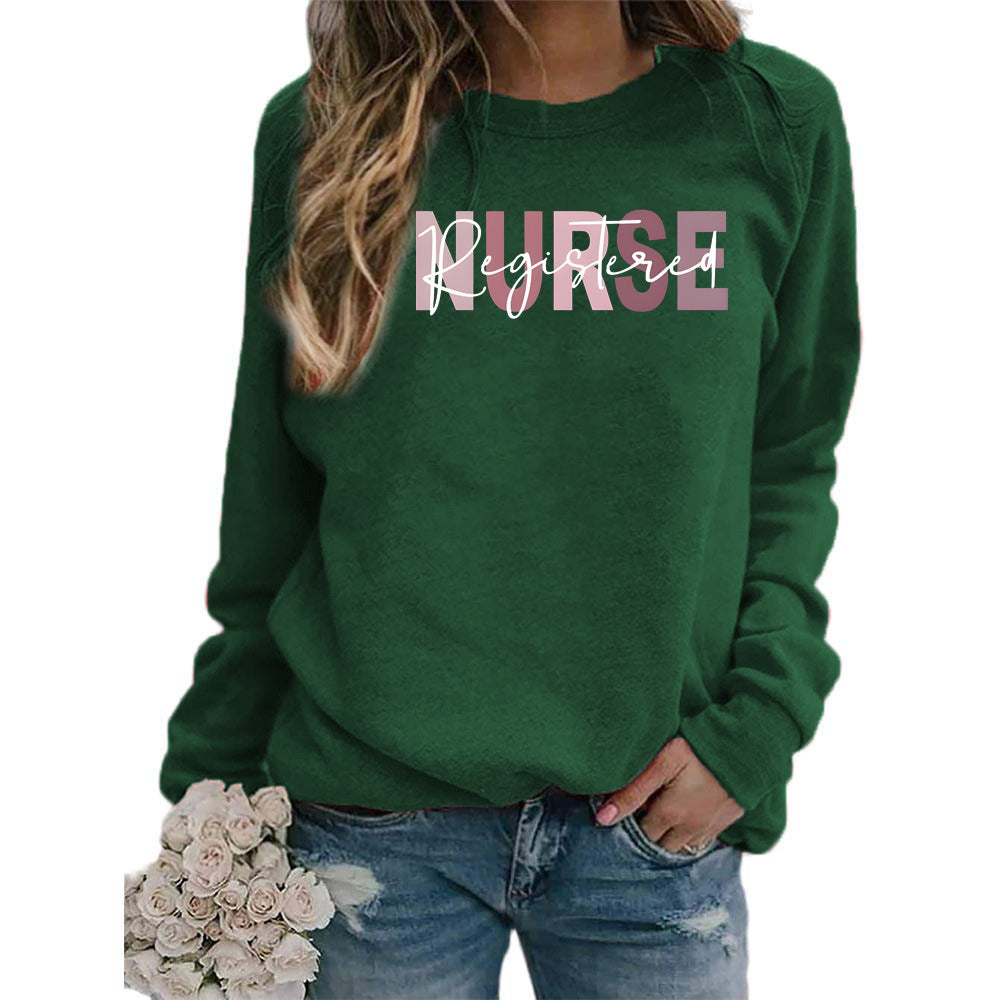 Women's Printed Round Neck Versatile Casual Loose Sweaters