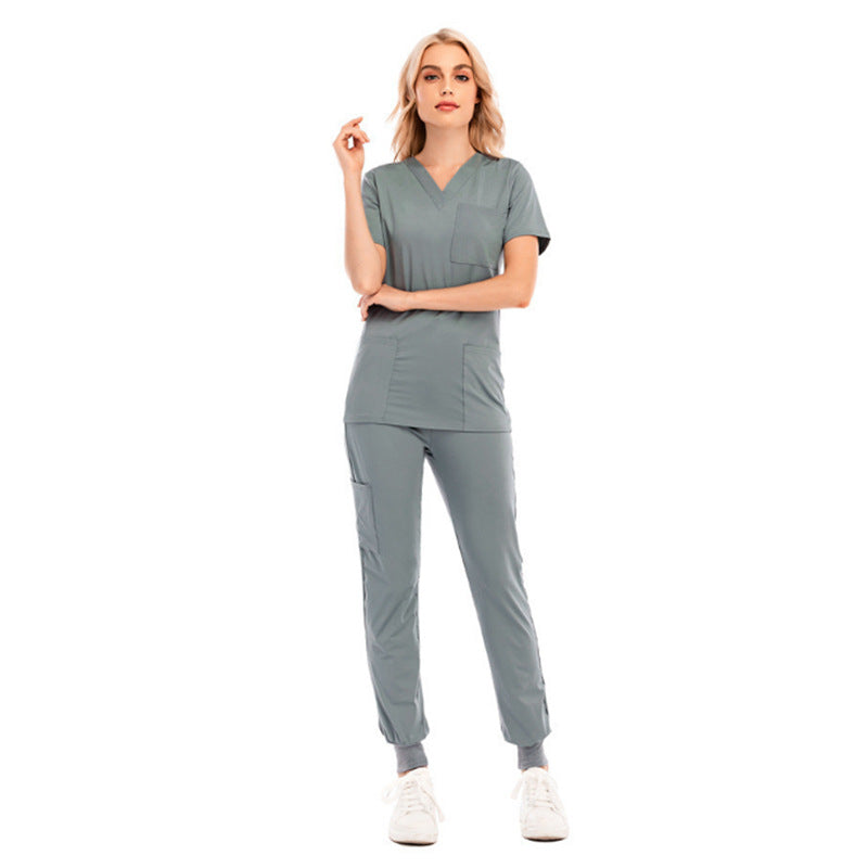 Sports Leisure Solid Color Sleeve Pocket Medical Protective Split Uniform