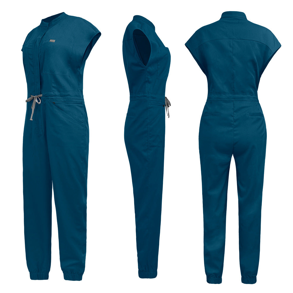 Medical Facial Scrub Stand Collar Flounced Sleeve Uniform