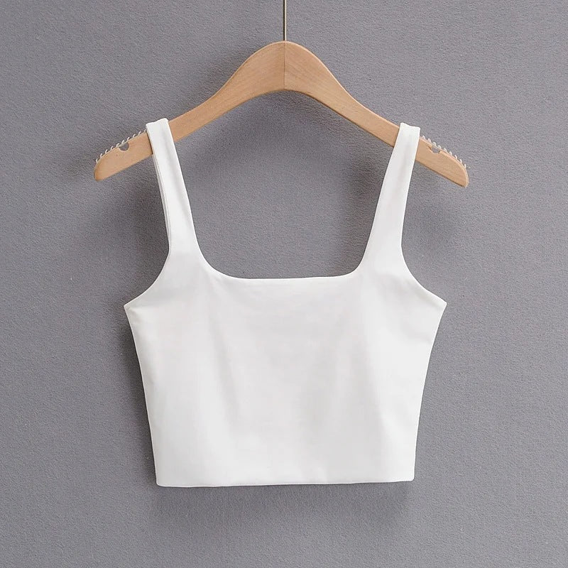 Sleeveless Milk Silk Bottoming Shirt Backless Solid Tops