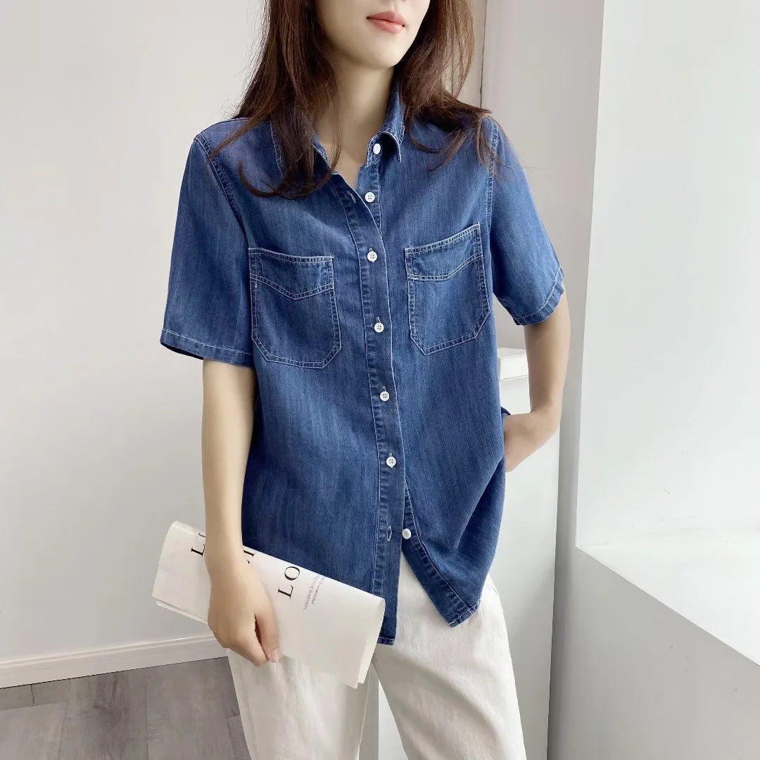 Women's Fashion Wear Thin Loose Casual Denim Blouses