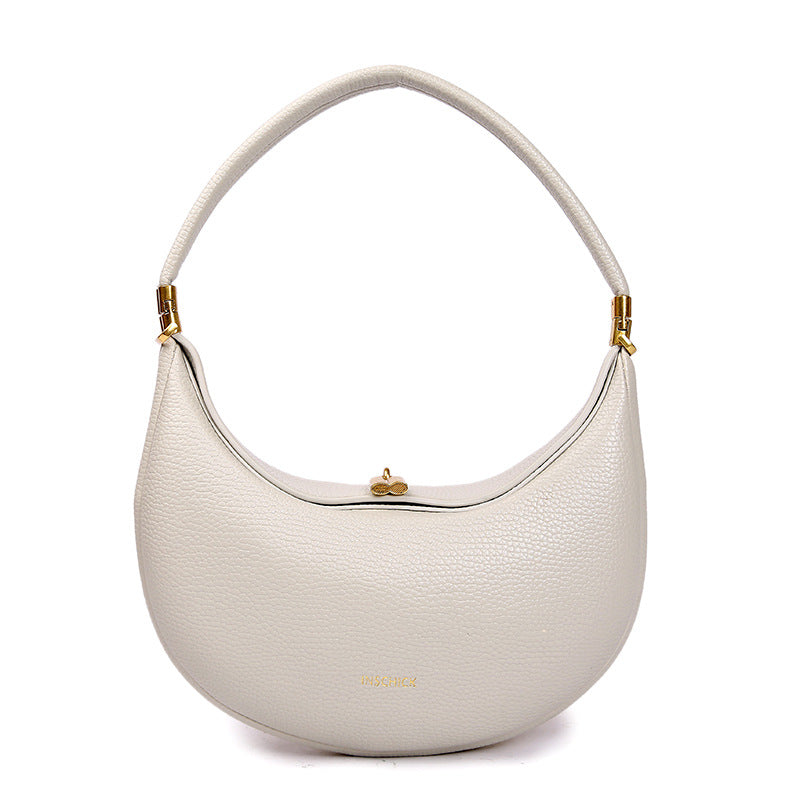 Women's Super Popular White Medium-sized Monthly Curved Armpit Bags