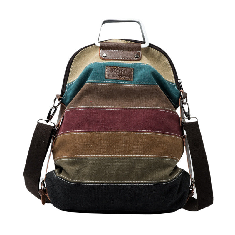 Stripe Contrast Color Canvas Fashion Retro Backpacks