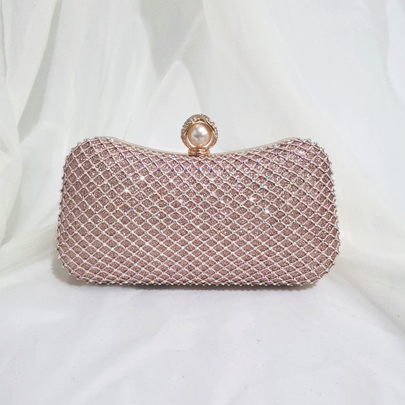 Diamond Pearl Pillow-shaped Net Shiny Dress Dinner Evening Bags