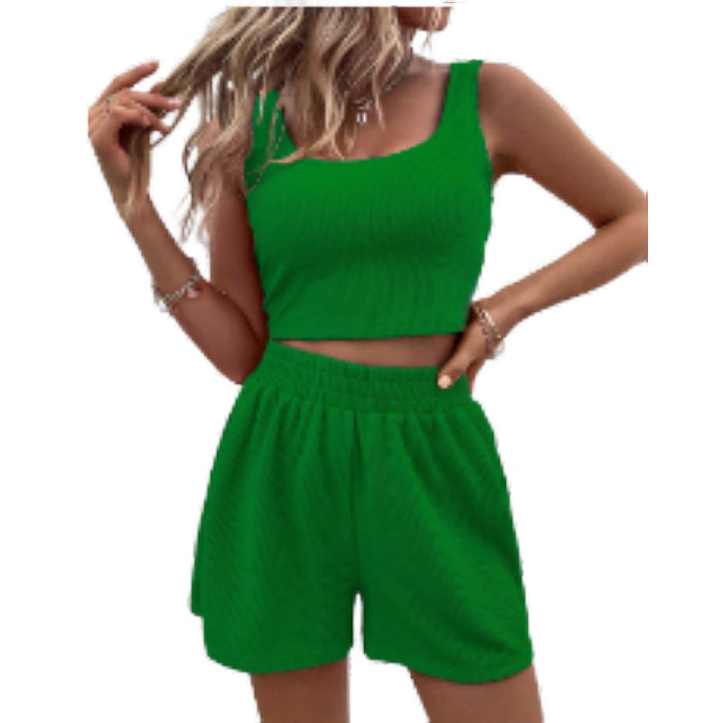 Women's Style Fresh Sweet Knitted Sleeveless Fashion Suits