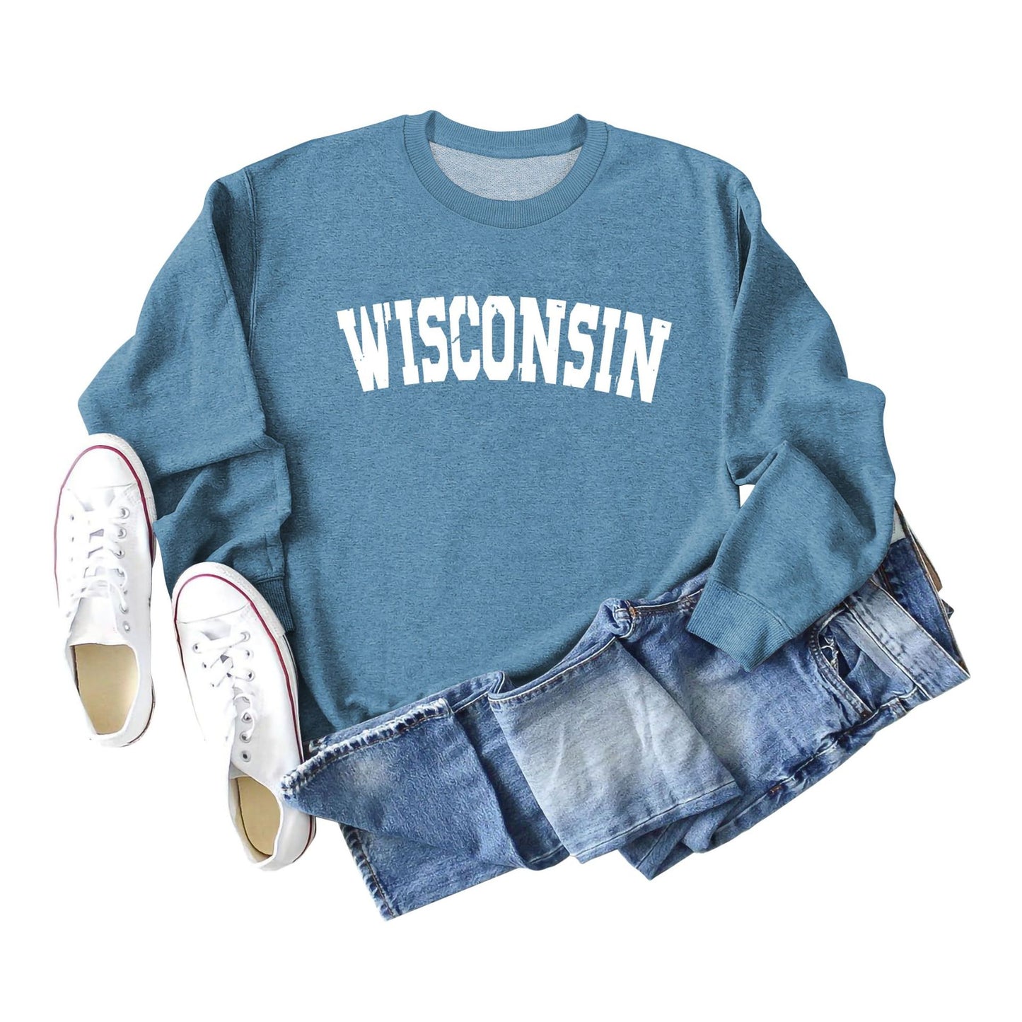 Women's Shirt Letter Print Casual Loose Round Sweaters