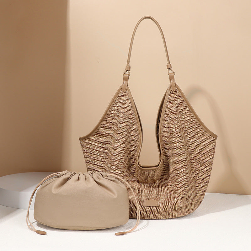 Women's Large Capacity Straw Summer Fashion Knitted Tote Bags