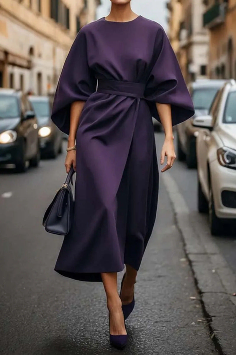 Women's Elegant Solid Color Waist Tight Dress Casual Dresses