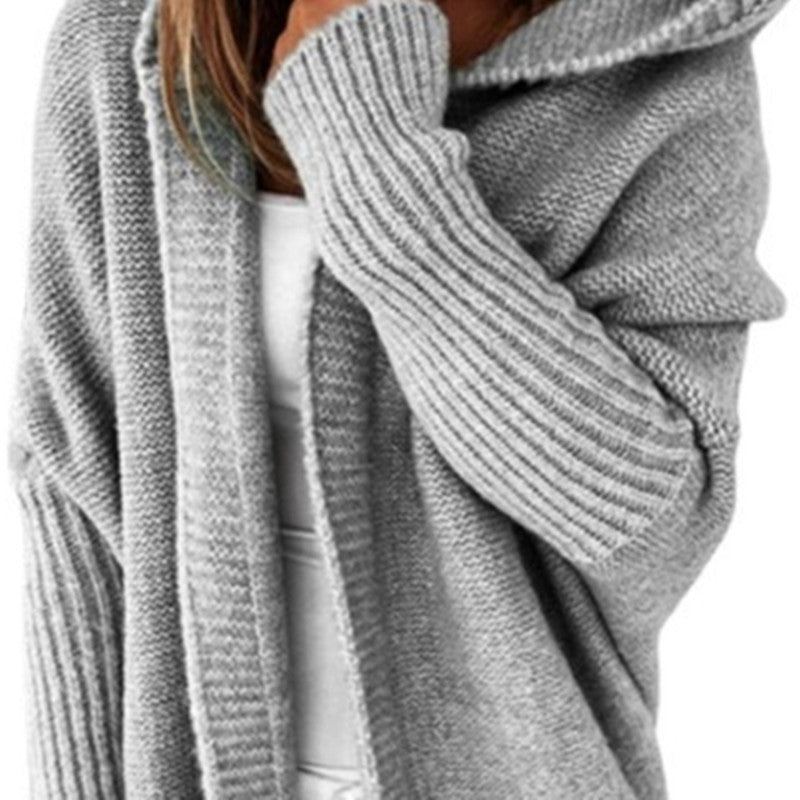 Collar Temperament Commute Bat Sleeved Soft Knitwear