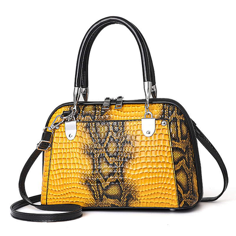 Women's Snakeskin Pattern Portable Large Capacity Elegant Handbags