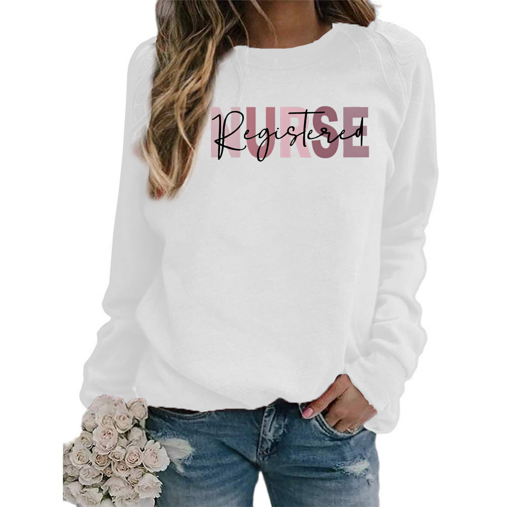 Women's Printed Round Neck Versatile Casual Loose Sweaters