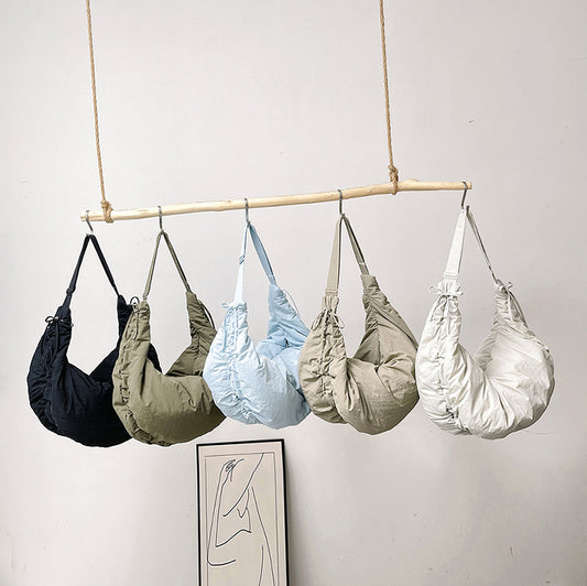 Women's Niche Pleated Crescent Hobo Simple Croissant Tote Bags