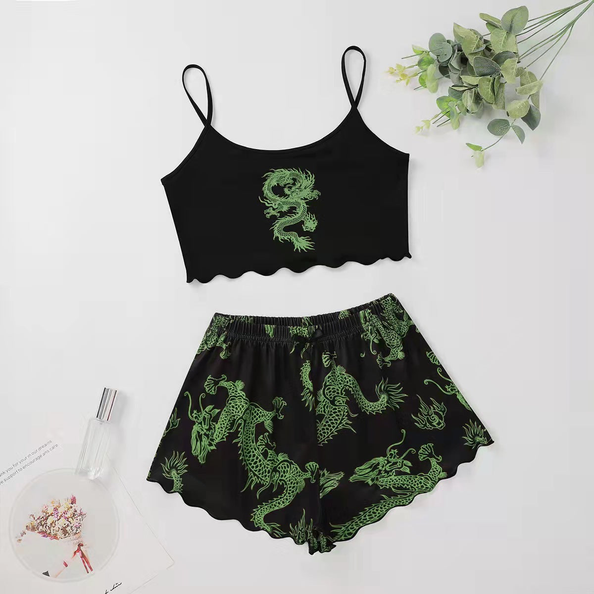 Classic Printed Strap Tube Home Wear Suits