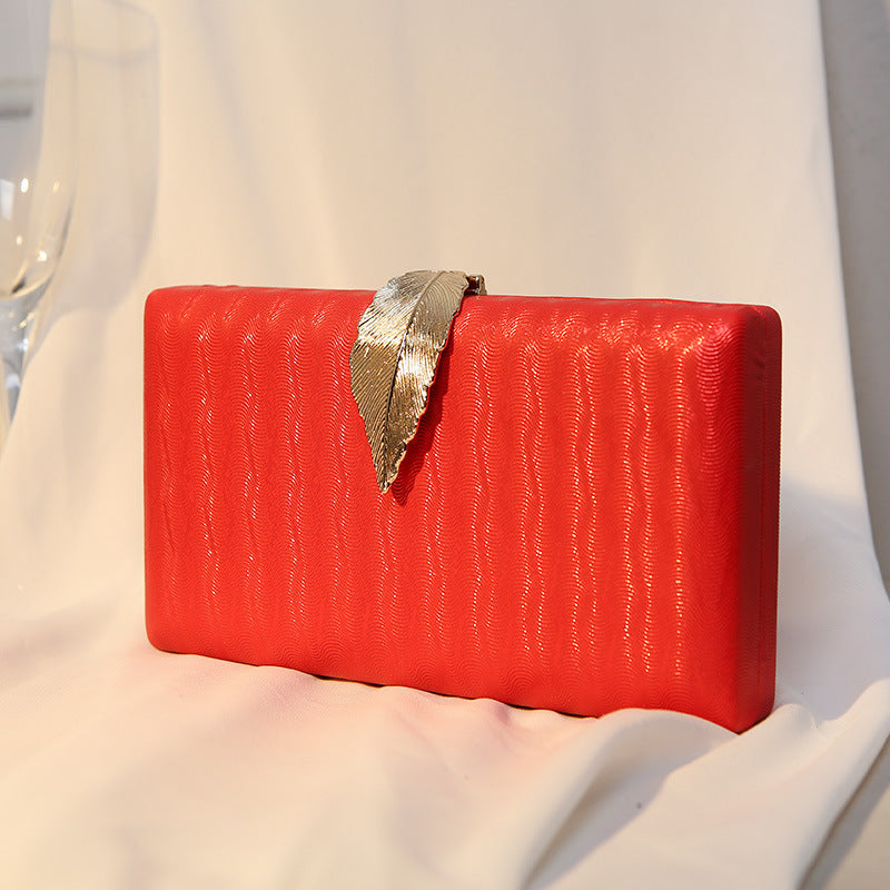 Women's Metal Leaf Dinner Printed Texture Clutch Evening Bags