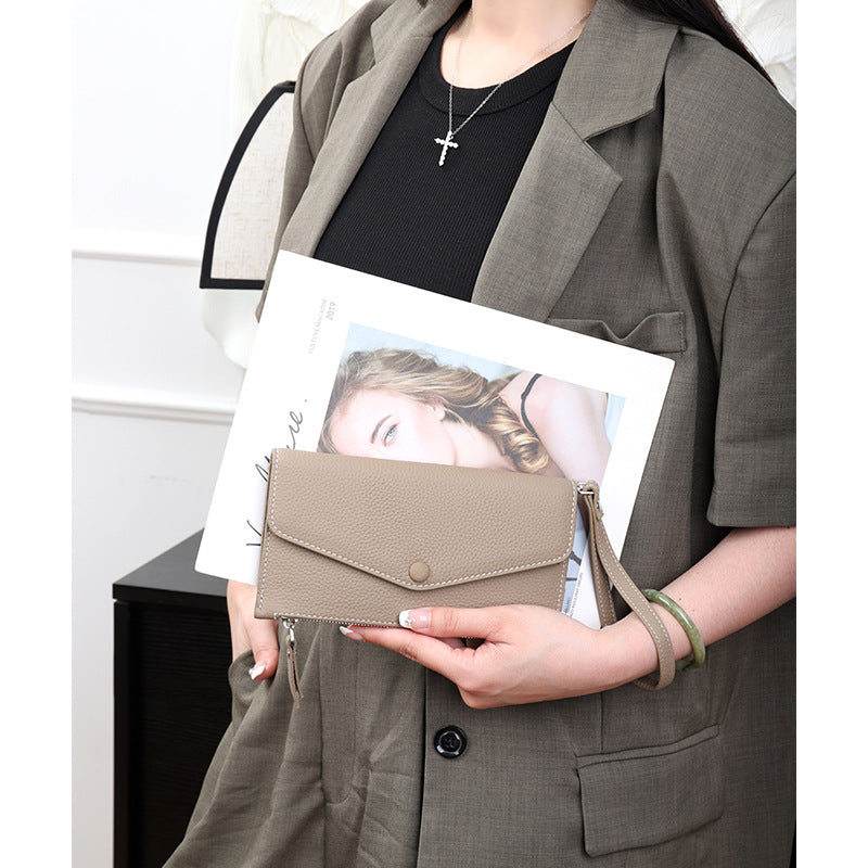 Women's Long Mobile Integrated Clutch Genuine Leather Ladies Wallets