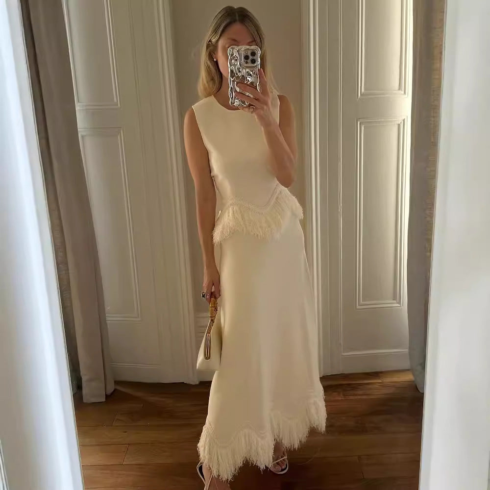Dinner Party Temperamental Tassels Lace Stitching Dresses