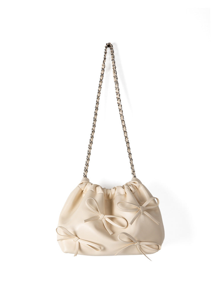 Women's Niche Chain Bow Soft Leather Spring Crossbody Bags