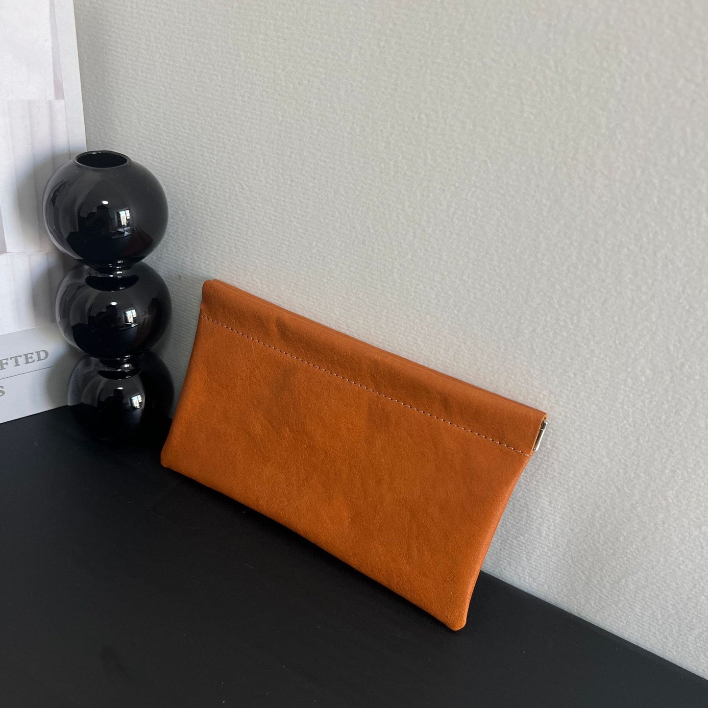 Simple Clutch Top Layer Cowhide Genuine Leather Earphone Ladies Wallets