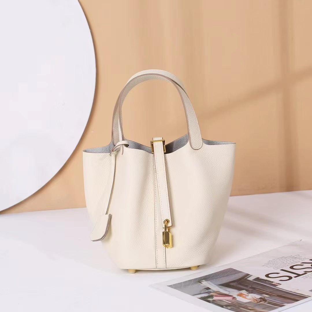 Women's Vegetable Basket Design First Layer Cowhide Large Handbags