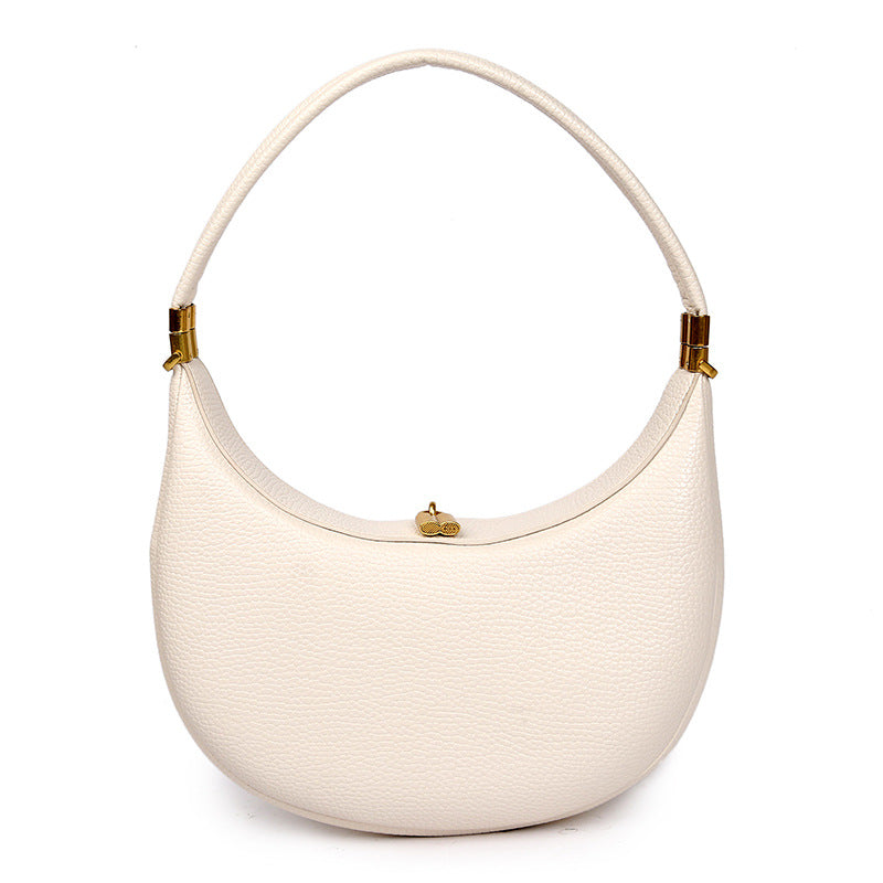 Women's Super Popular White Medium-sized Monthly Curved Armpit Bags