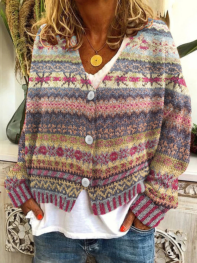 Stylish Christmas Abstract Printing Casual Cloak Sweaters