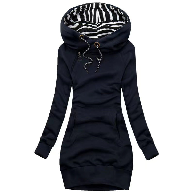 Women's Printed Mid-length Fashion Fashionmonger Slimming Hooded Sweaters