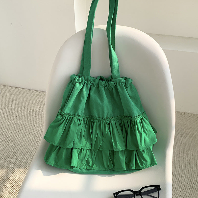 Women's Ruffled Canvas Large Capacity Underarm High-grade Shoulder Bags