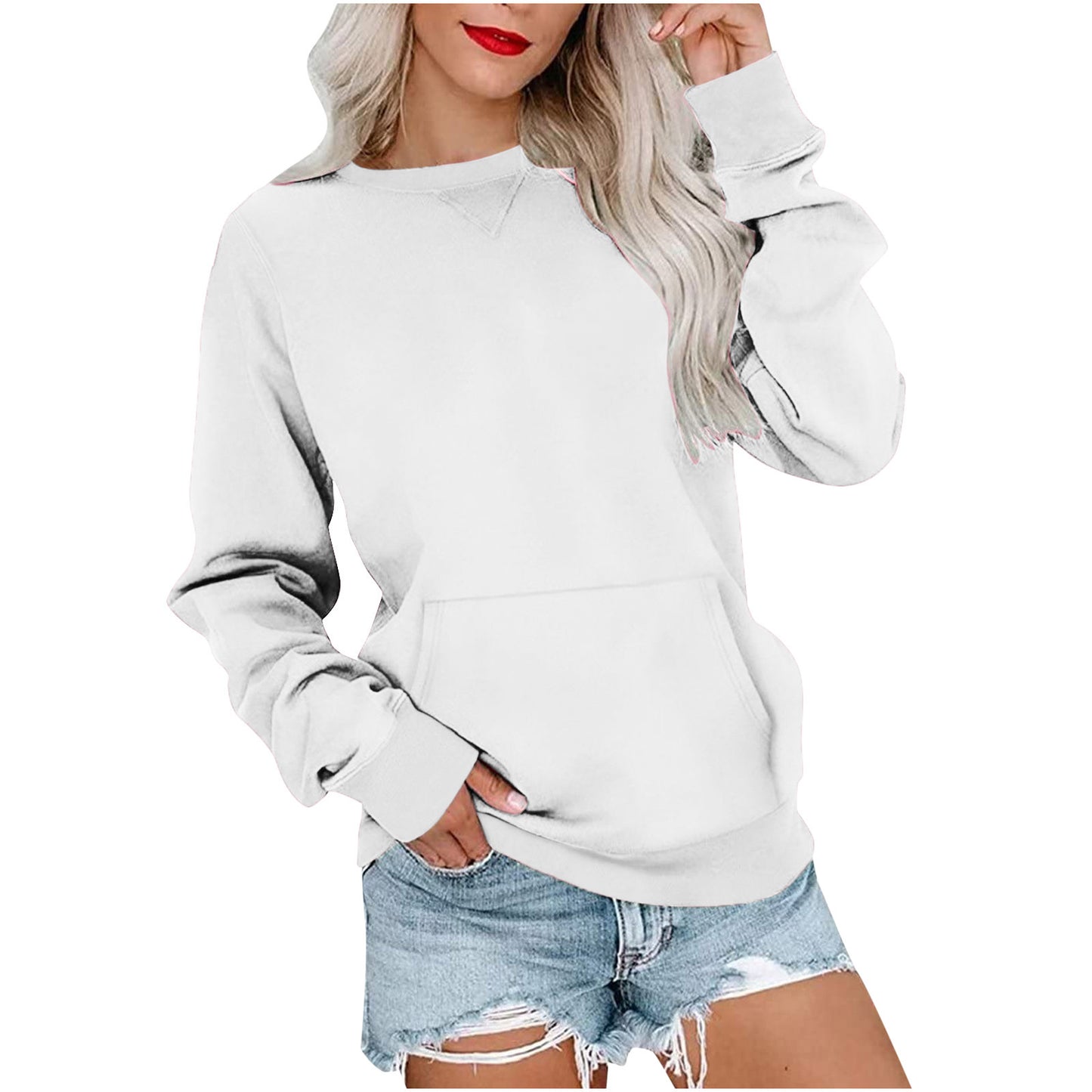Women's Solid Color Round Neck Loose Long-sleeved Sweaters