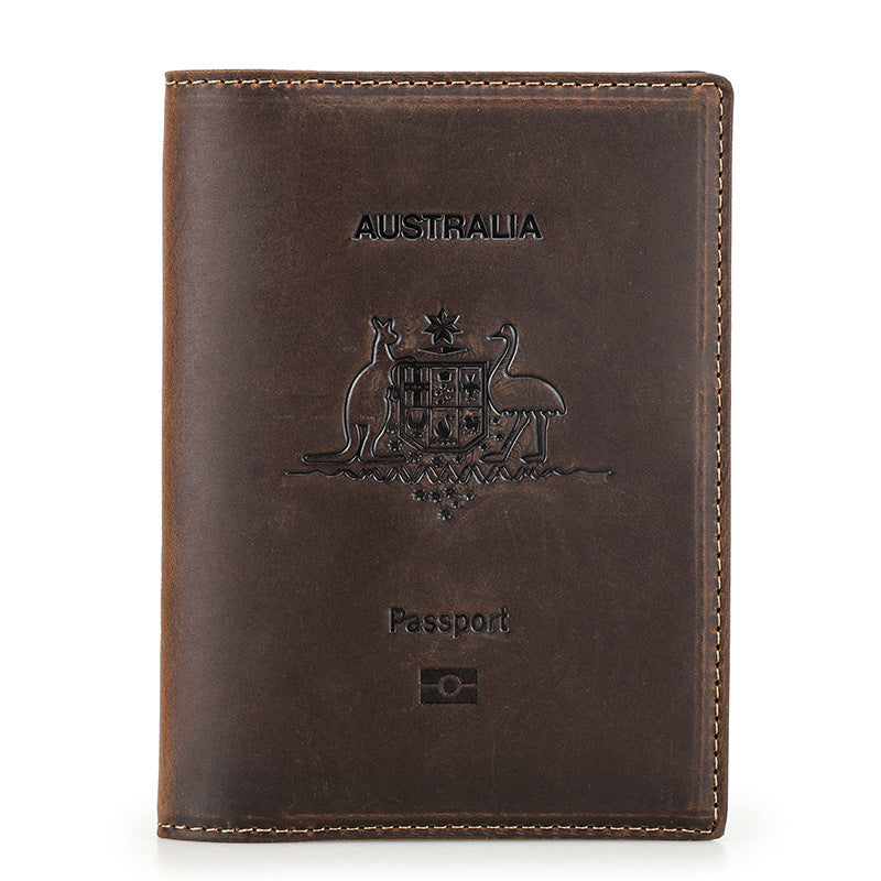 Angel Retro Crazy Horse Leather Swiping Men's Wallets
