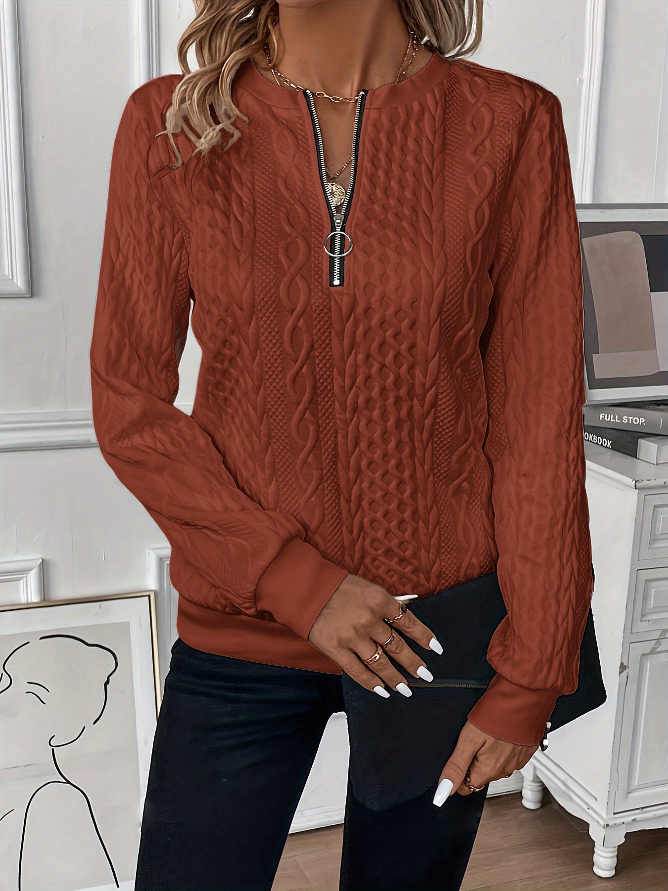 Women's Pretty Hoodie Casual Sweatshirt Zipper Sweaters