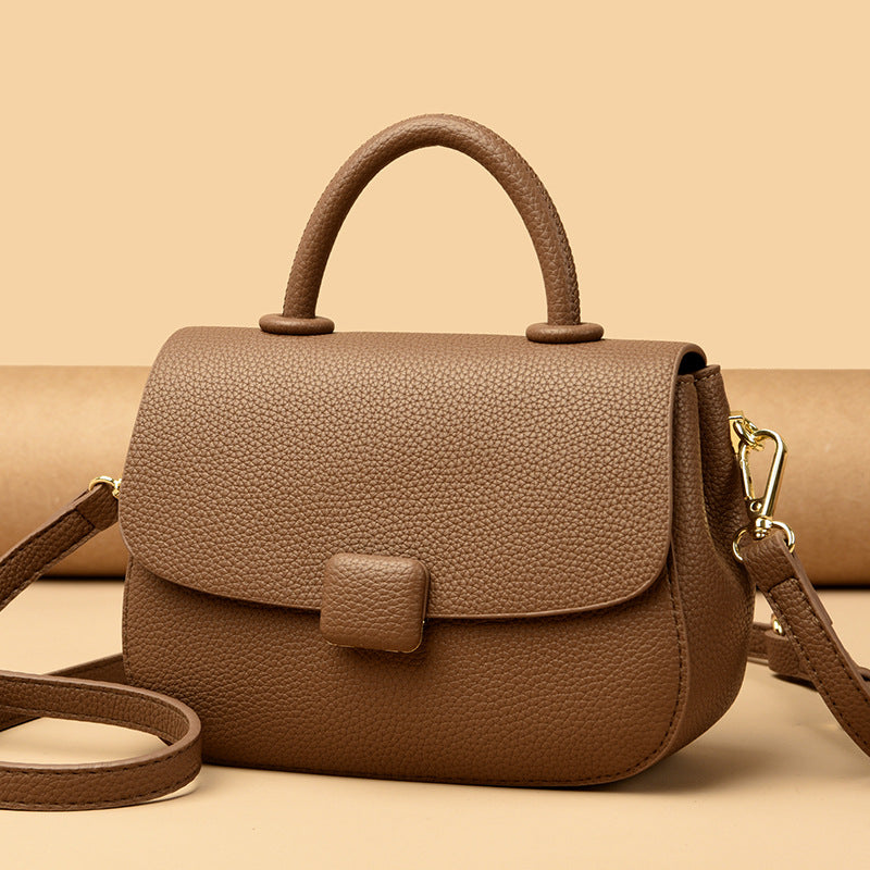 Women's Retro Solid Color Simple Soft Leather Textured Shoulder Bags