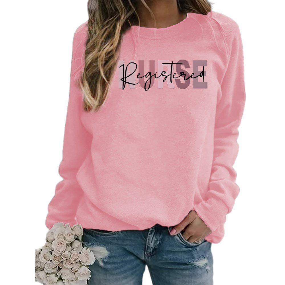 Women's Printed Round Neck Versatile Casual Loose Sweaters