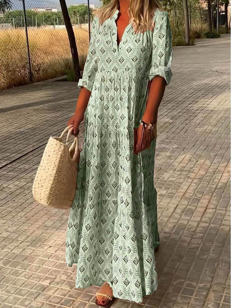 Beautiful Lady Retro Standing Collar Fashion Loose Plus Size