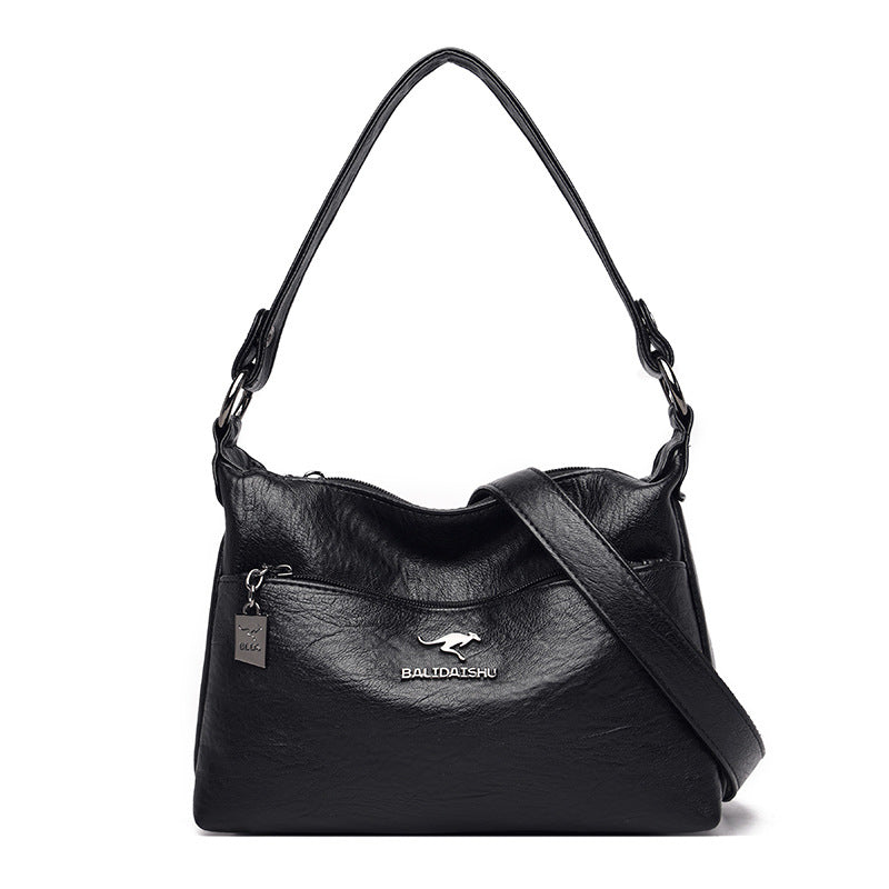 Women's Soft Leather Simple Trendy Large Capacity Shoulder Bags