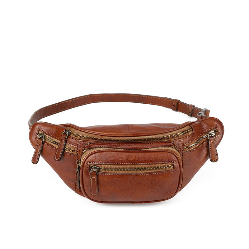 Retro Planting Rubbing Colored Leather Dumpling Men's Waist Packs