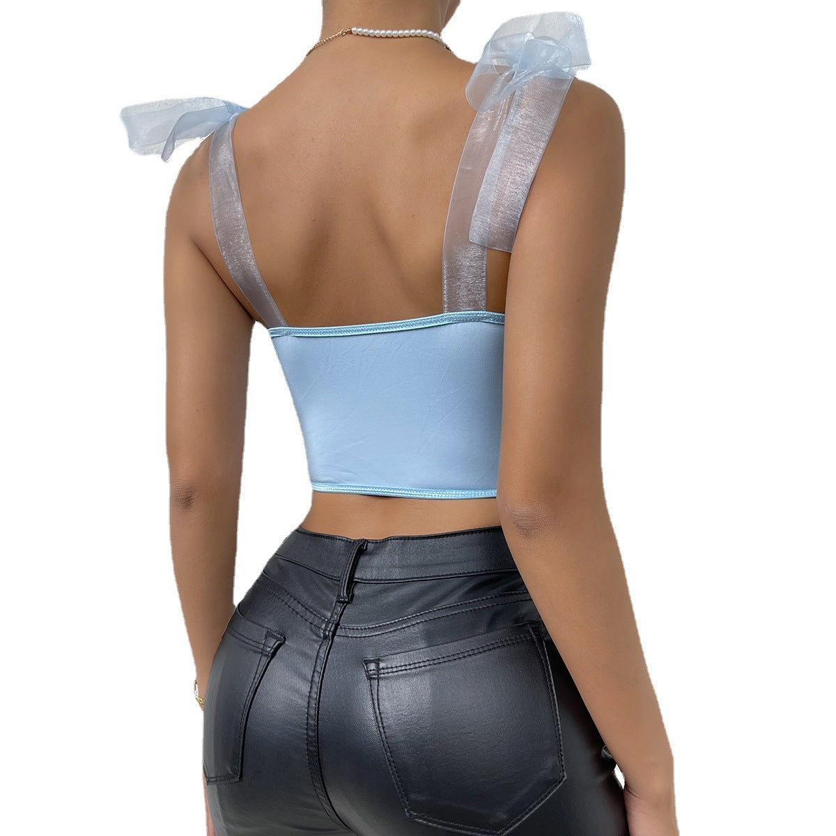 Women's Lace Floral Strap Mesh Hollow Diamond Tops