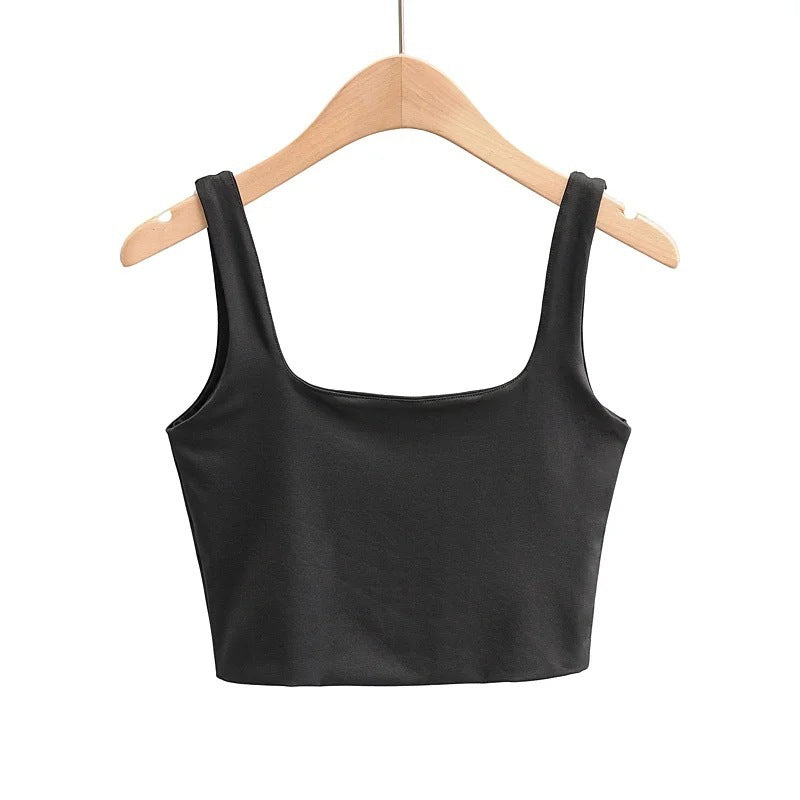 Sleeveless Milk Silk Bottoming Shirt Backless Solid Tops