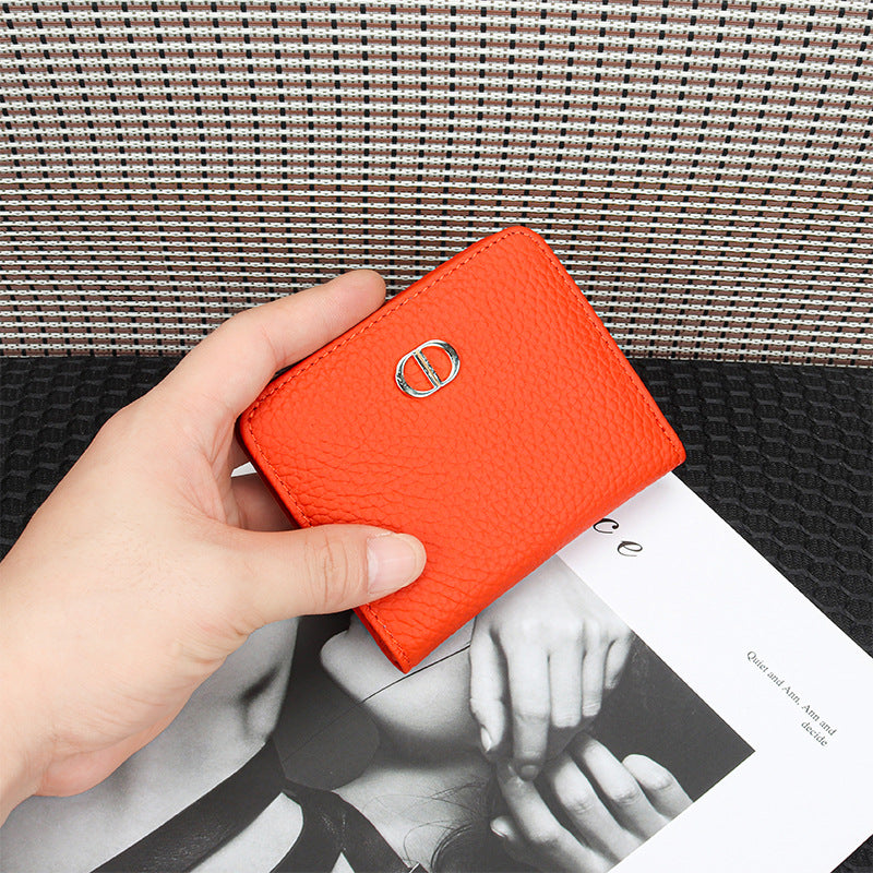 Women's Leather Short First Layer Cowhide Korean Style Cute Ladies Wallets