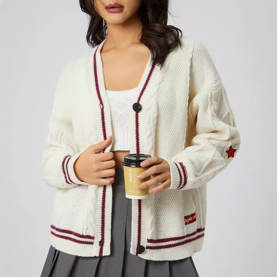 Women's Knitted Embroidered Temperament Loose Casual Outer Sweaters