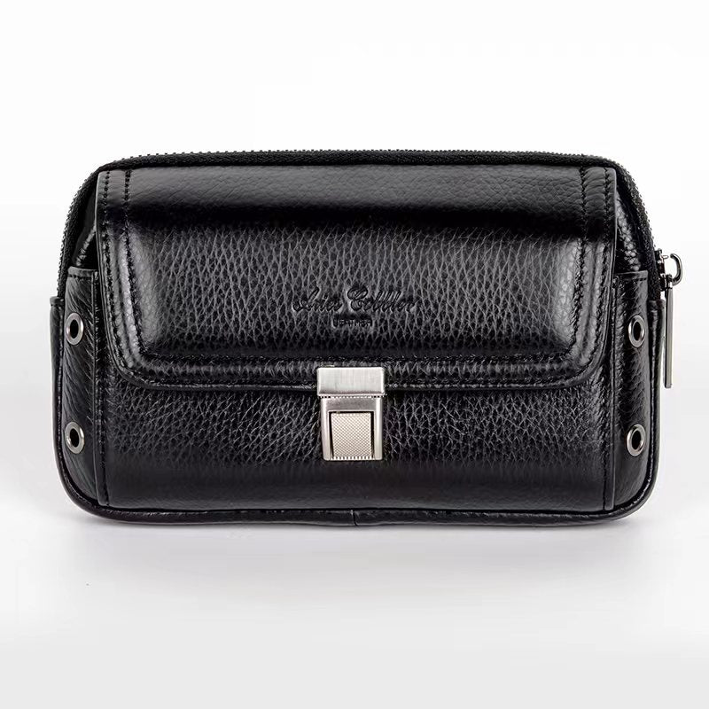 Men's Multifunctional First Layer Cowhide Embossed Iris Phone Bags