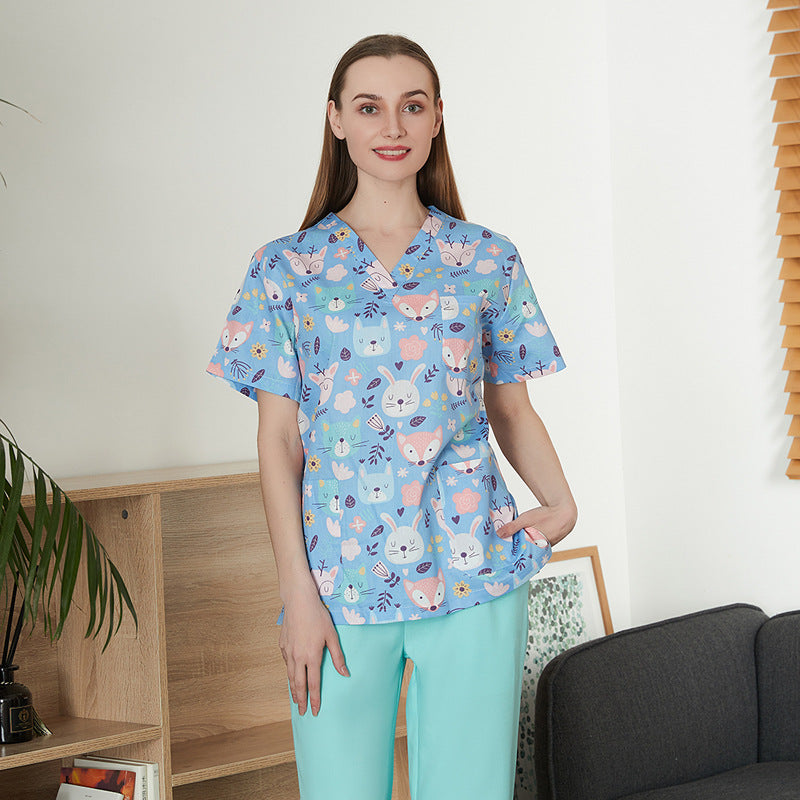 Women's & Men's & Cartoon Printed T-shirt For Surgical Gown Uniform