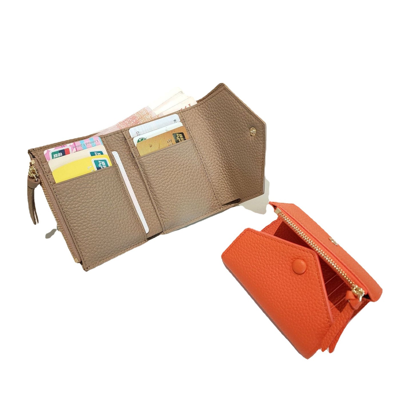 Women's Style Trendy First Layer Cowhide High Ladies Wallets