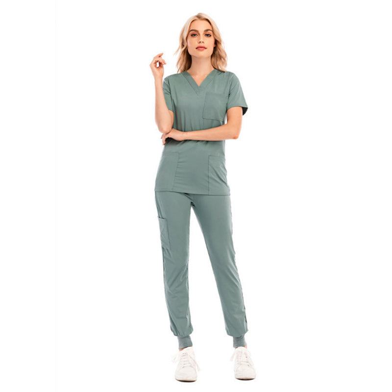 Sports Leisure Solid Color Sleeve Pocket Medical Protective Split Uniform