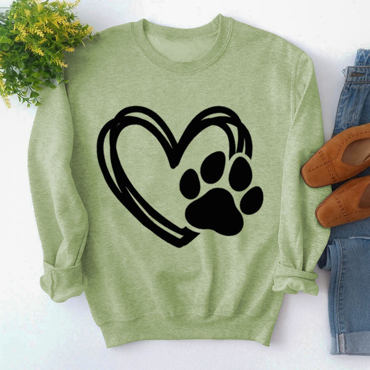 Pullover Round Neck Simple Long Sleeve Printed Sweaters