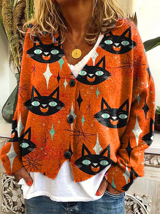 Stylish Christmas Abstract Printing Casual Cloak Sweaters