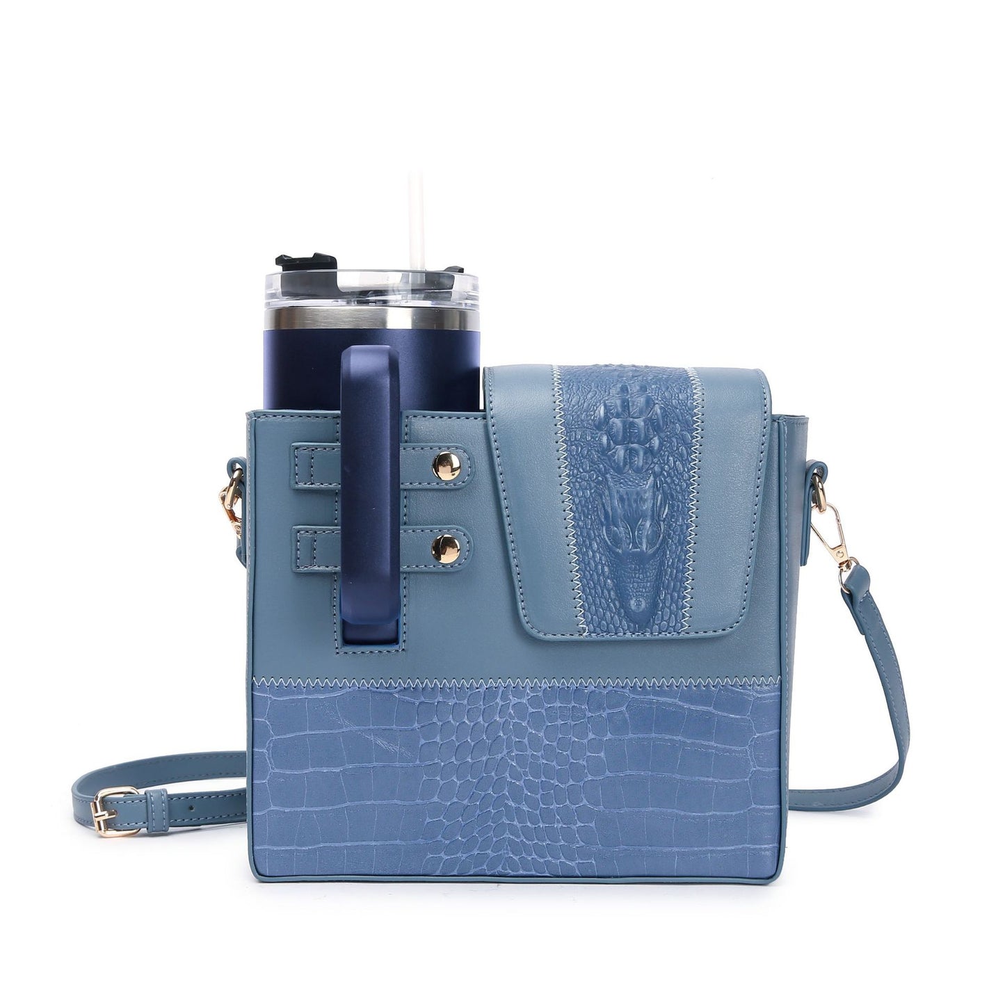 Beverage Bottle Crocodile Pattern Kettle Large Crossbody Bags