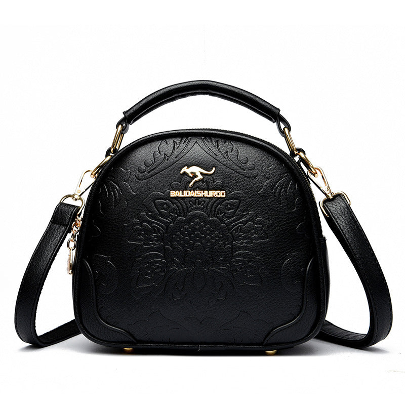Women's Style Simple Round Ethnic Embossed Mother Crossbody Bags