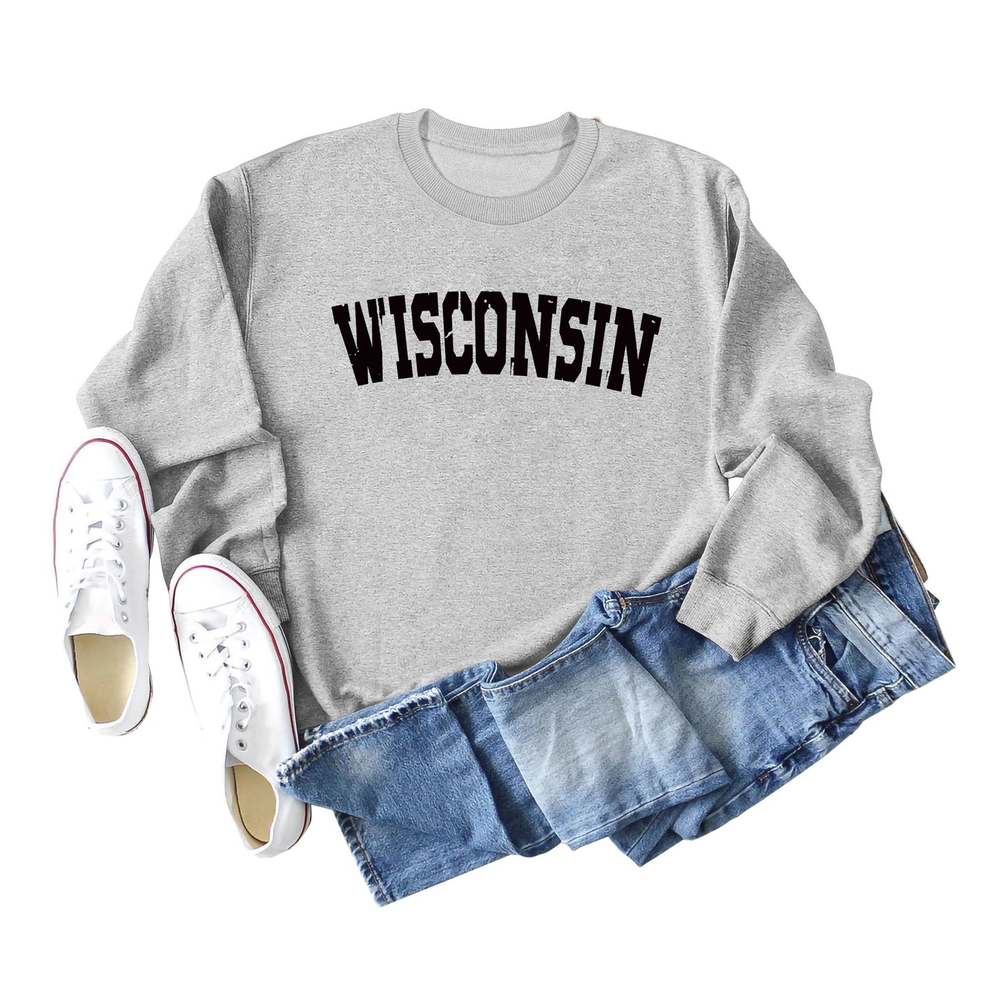 Women's Shirt Letter Print Casual Loose Round Sweaters