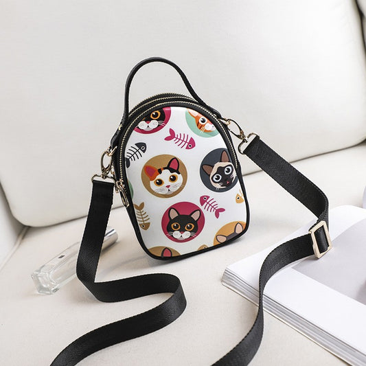 Women's Mobile Printed Cartoon Cute Zipper Phone Bags